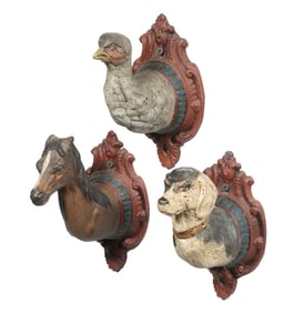 (3) ANIMAL HEAD METAL WALL PLAQUES