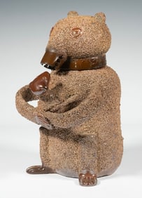 RARE NOTTINGHAM SALTGLAZE BEAR-FORM JUG WITH REMOVABLE HEAD, ENGLAND, c.1775