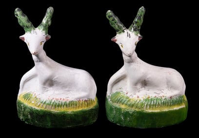 PR CHALKWARE DEER FIGURES