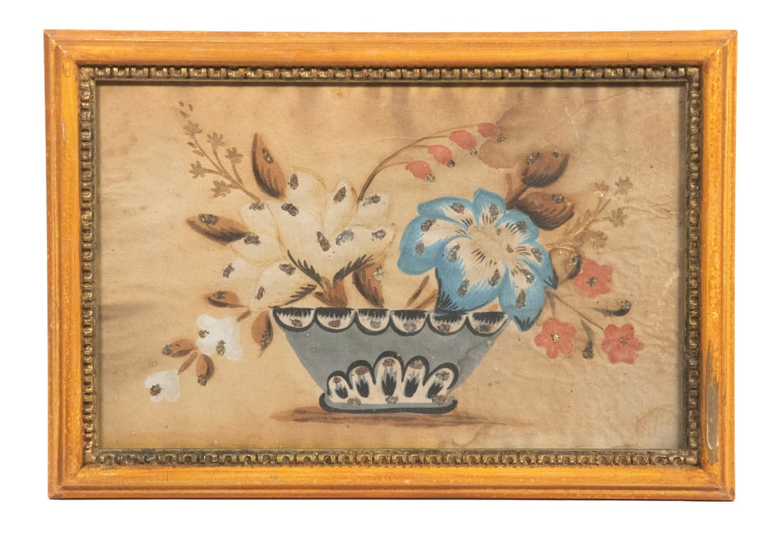 EARLY 19TH C. SCHOOLGIRL'S THEOREM PAINTING (1 of 2)