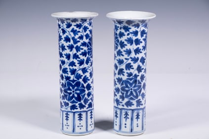PR CHINESE BLUE & WHITE PORCELAIN VASES
