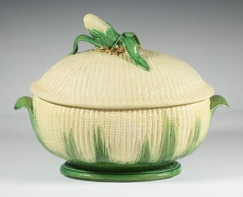 MAJOLICA CORN-FORM TUREEN, ATTRIBUTED TO JOSÉ A. CUNHA, PORTUGAL