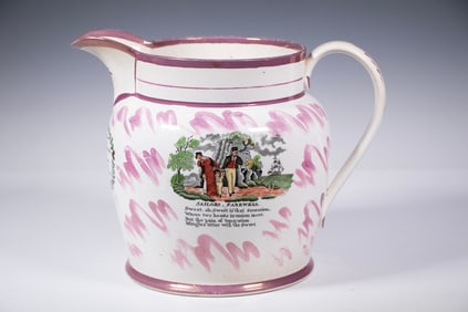 LARGE ENGLISH SUNDERLAND PINK LUSTRE JUG