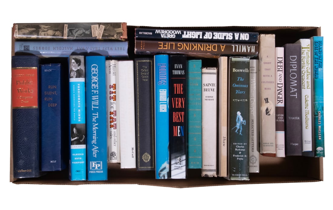 (23) BROOKE ASTOR PERSONAL LIBRARY BOOKS INSCRIBED TO HER BY AUTHOR: Mostly 1940's - 90's at Cove End, Northeast Harbor, Mount Desert Island, Maine; including: Robert Moses, Claudia Roth Pierpont, George P. Will, Edward I. Koch, Pete Hamill, Shana Alexander, Harold Nic