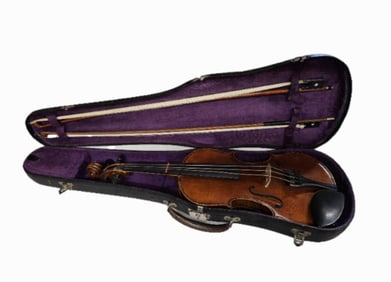 1907 VIOLIN BY D. A. HAMILTON OF PORTLAND, ME IN CASE W/ 2 BOWS