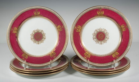 (8) WEDGWOOD FOR SPAULDING & CO. CHICAGO GILT PORCELAIN PLATES
