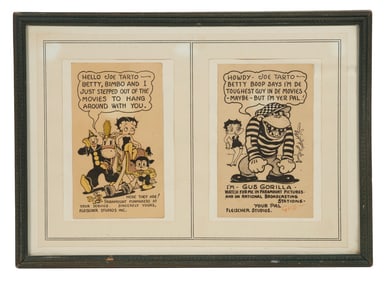 (2) BETTY BOOP CARTOON CARDS TO MUSICIAN JOE TARTO, CIRCA 1935