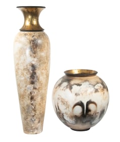 (2) SIGNED ART POTTERY VESSELS