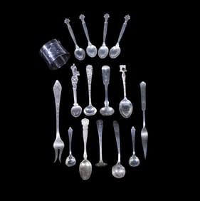 (16) AMERICAN STERLING SILVER FLATWARE AND NAPKIN RING