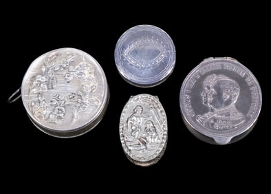 (4) VINTAGE STERLING SILVER BOXES AND TAPE MEASURE