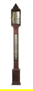 ROSEWOOD STICK BAROMETER BY CHARLES WILDER, NH: Circa 1875 Molded Rosewood Stick Barometer Thermometer with 1860 Woodruff Patent mercury works, marked by Charles Wilder of Peterboro, New Hampshire. Includes 1988 letter from Charles Edwin of Luisa,