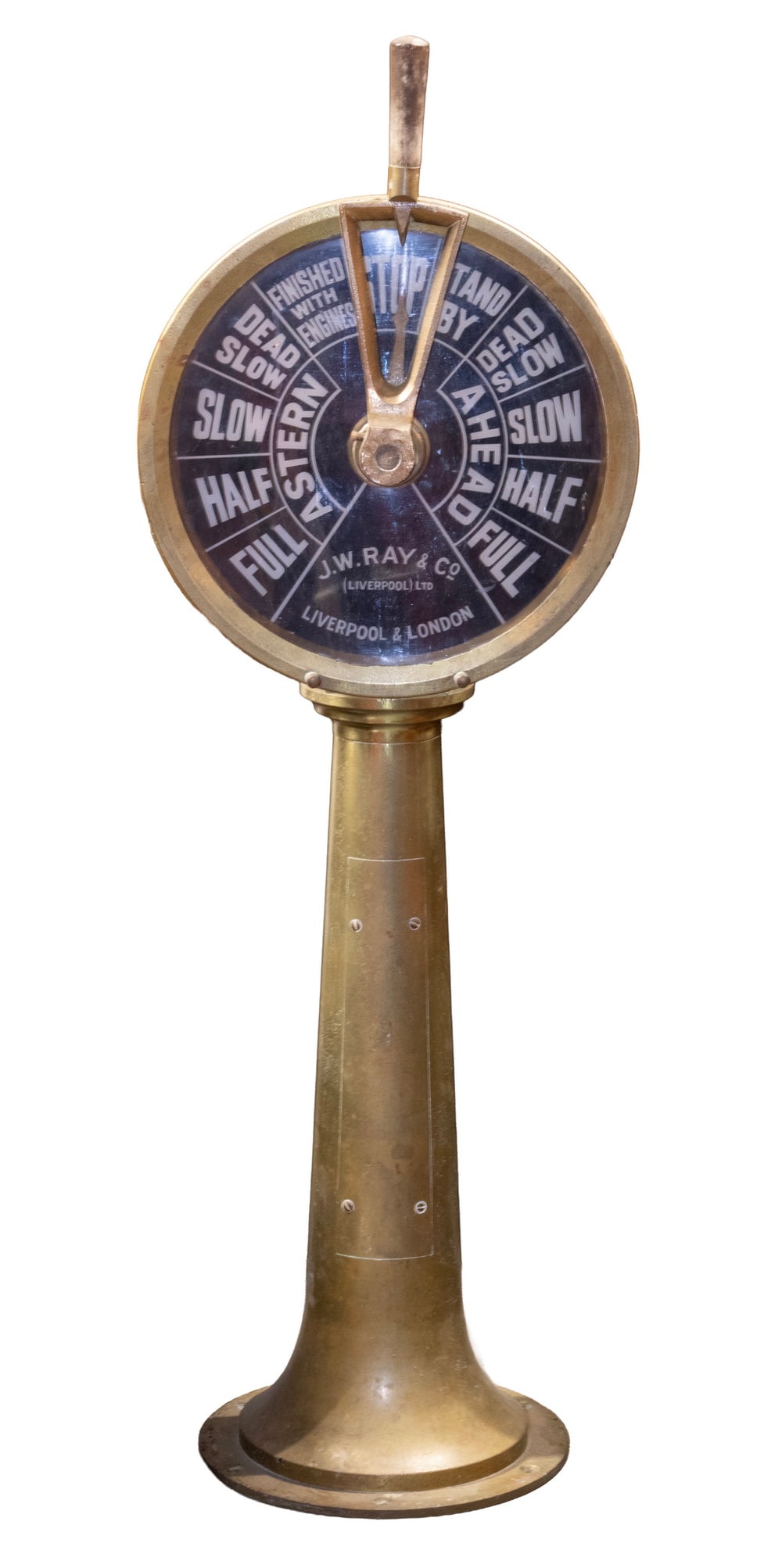 CIRCA 1910 SOLID BRASS SHIP'S BRIDGE ENGINE ROOM TELEGRAPH (1 of 2)