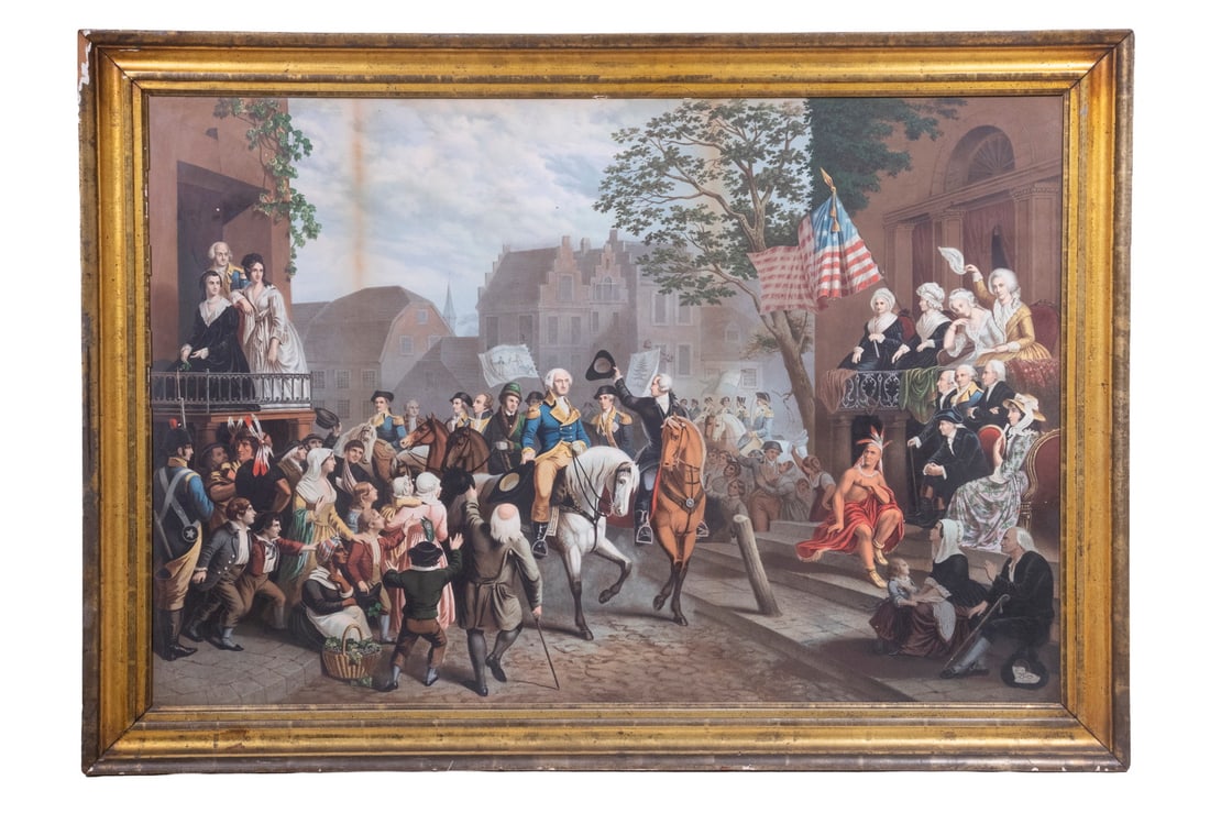 MONUMENTAL PRINT OF WASHINGTON ENTERING NEW YORK , CA 1850 (1 of 4)