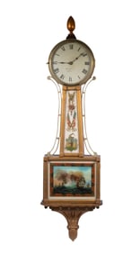 E. S. MOULTON, SACO, ME GILDED BANJO CLOCK