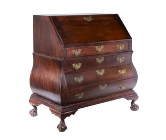 RARE 18TH C. PERIOD BOSTON CHIPPENDALE BOMBE DESK