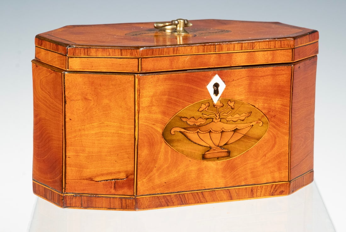 19TH C. BRITISH MAHOGANY INLAID TEA CADDY (1 of 5)