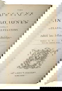 1727 INIGO JONES DESIGN FOLIO PUBL KENT (VOL I ONLY): "The Designs of Inigo Jones, Consisting of Plans and Elevations for Publick and Private Buildings", Published by William Kent with some Original Designs. The First Volume. MDCCCCXXVII. With engraved d