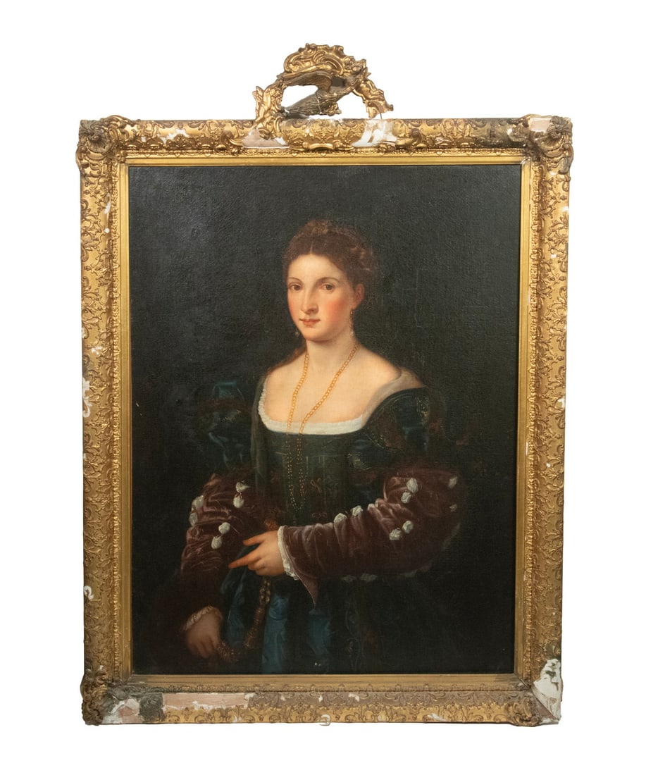 18TH C. PORTRAIT OF WOMAN IN RENAISSANCE COSTUME, AFTER TITIAN (1 of 5)
