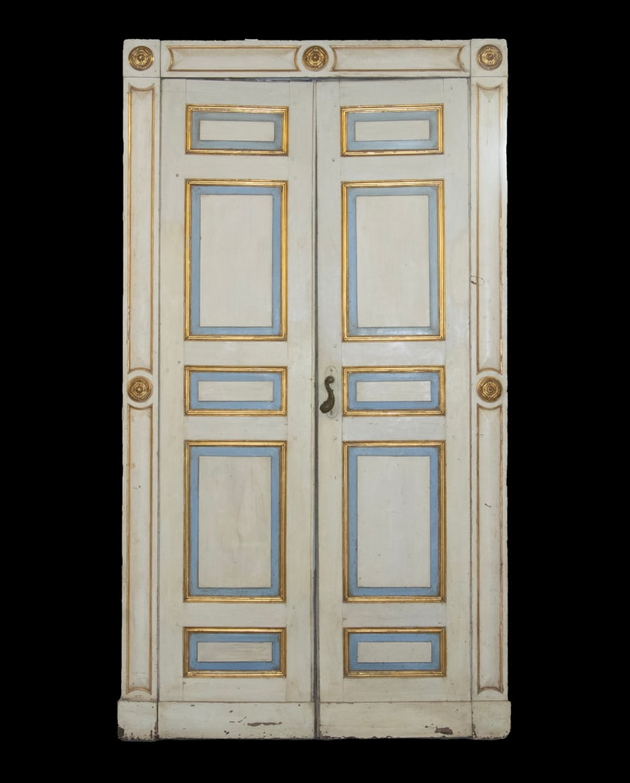 PAIR OF ITALIAN INTERIOR PAINTED DOORS WITH FRAME (1 of 2)