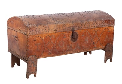 CONTINENTAL DOME TOP STUDDED LEATHER TRUNK