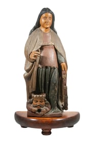 18TH C. GERMAN ECCLESIASTICAL SCULPTURE W/ PLINTH