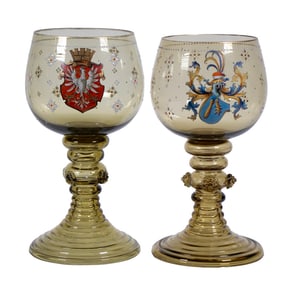 PR GERMAN ENAMELED ROEMER GOBLETS