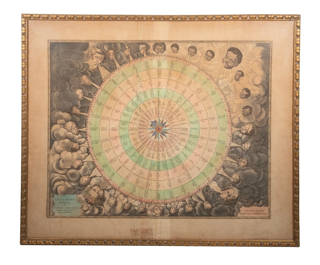 1650 DUTCH ENGRAVED WIND CHART BY JAN JANSSONIUS (AMSTERDAM, 1588-1644) (1 of 4)