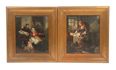 PAIR OF 19TH C. AUSTRIAN DOMESTIC GENRE PAINTINGS