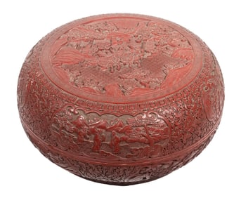 RARE LARGE CHINESE CINNABAR BOX, QING DYNASTY