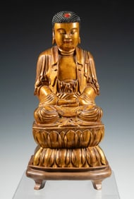 CHINESE GILTWOOD SEATED BUDDHA FIGURE