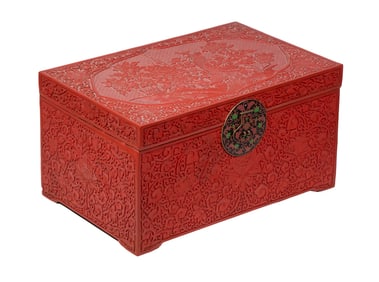 LARGE CHINESE CINNABAR TRUNK