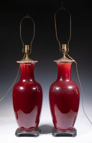 PR CHINESE SANG DE BOEUF VASES AS TABLE LAMPS