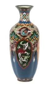 JAPANESE CLOISONNE DRAGON & PHOENIX VASE