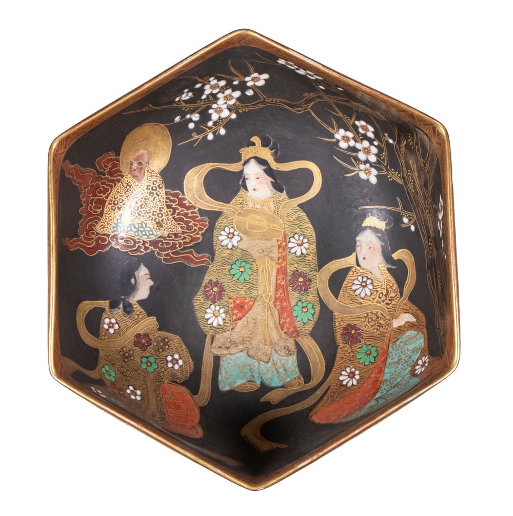 JAPANESE SATSUMA PORCELAIN HEXAGONAL BOWL (1 of 4)