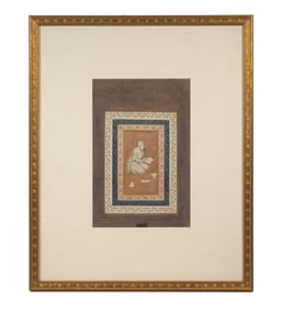 INDIAN MINIATURE PAINTING OF A SCHOLAR, LATE MUGHAL STYLE