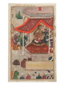 MUGHAL COURT SCENE MINIATURE, WITH PERSIAN INSCRIPTION