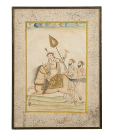 RAJASTHANI MINIATURE OF NADIRA BANU BEGUM ON HORSEBACK, 18TH CENTURY