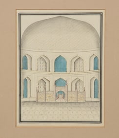 INTERIOR VIEW OF THE TAJ MAHAL, AGRA, WATERCOLOR ON PAPER