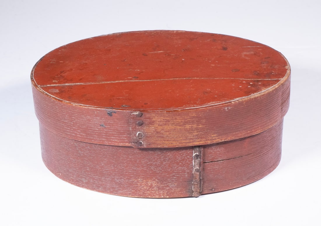 RED PAINTED OVAL PANTRY BOX (1 of 2)