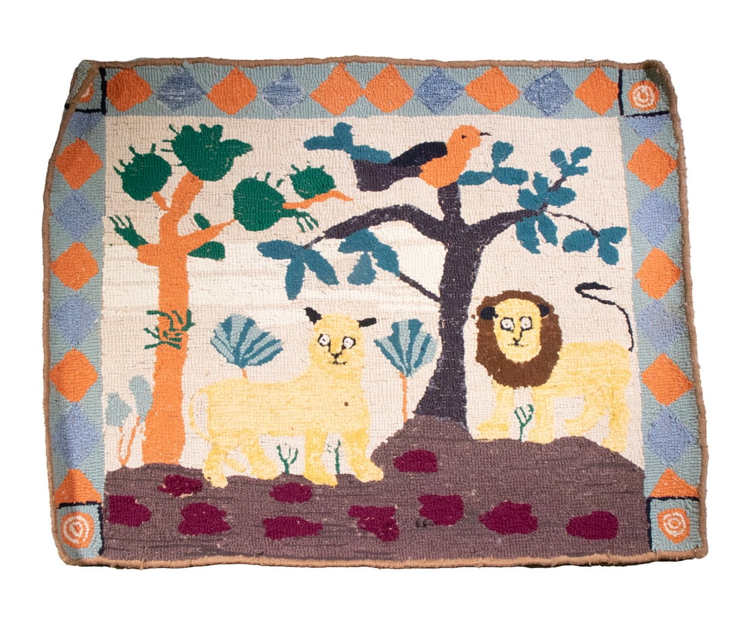 GAGETOWN PICTORIAL HOOKED RUG, N.B. CANADA 36" x 47" (1 of 1)