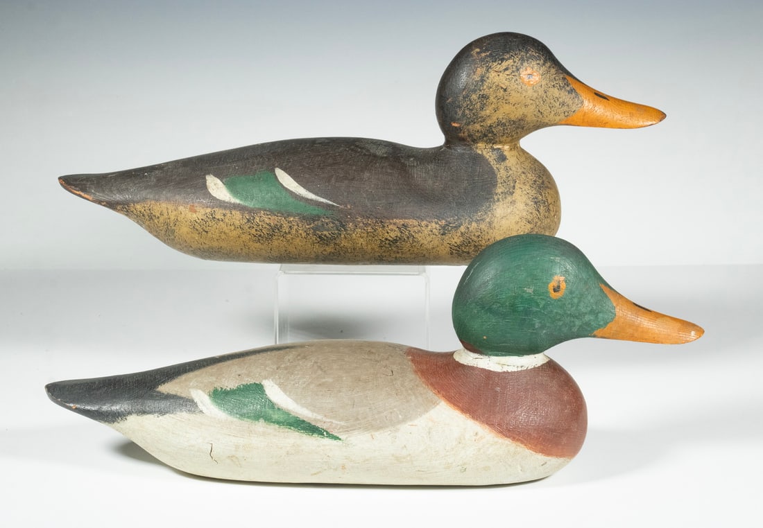 (2) MASON FACTORY PAINTED MALLARD DECOYS, EARLY 20TH CENTURY (1 of 3)