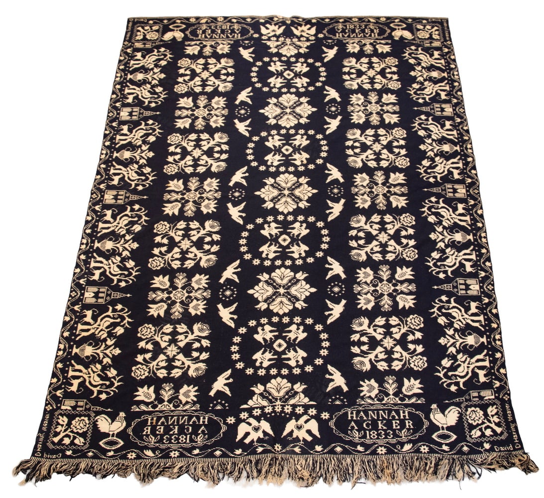 DAVID D. HARING (1800-1889) SUMMER/WINTER COVERLET (1 of 4)