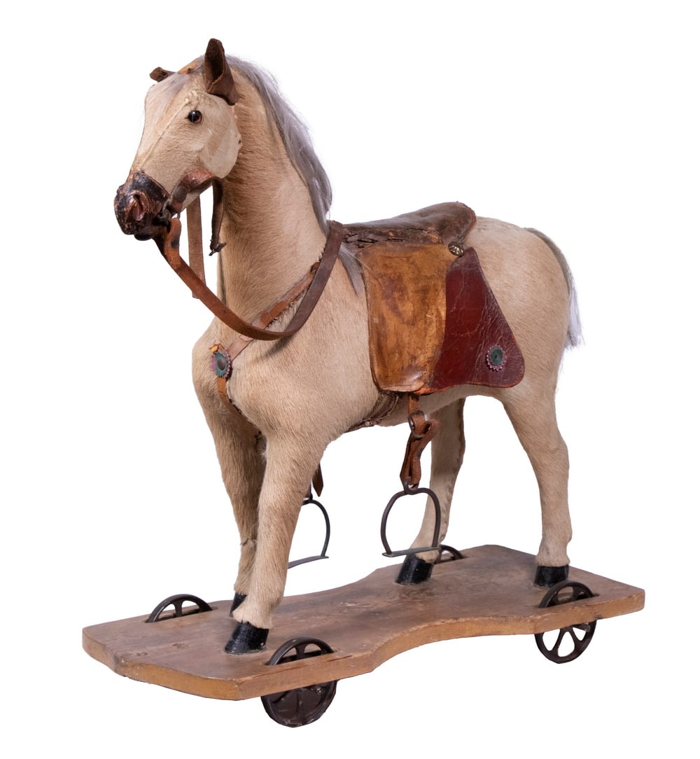 19TH C. HIDE COVERED HORSE PULL-TOY (1 of 3)