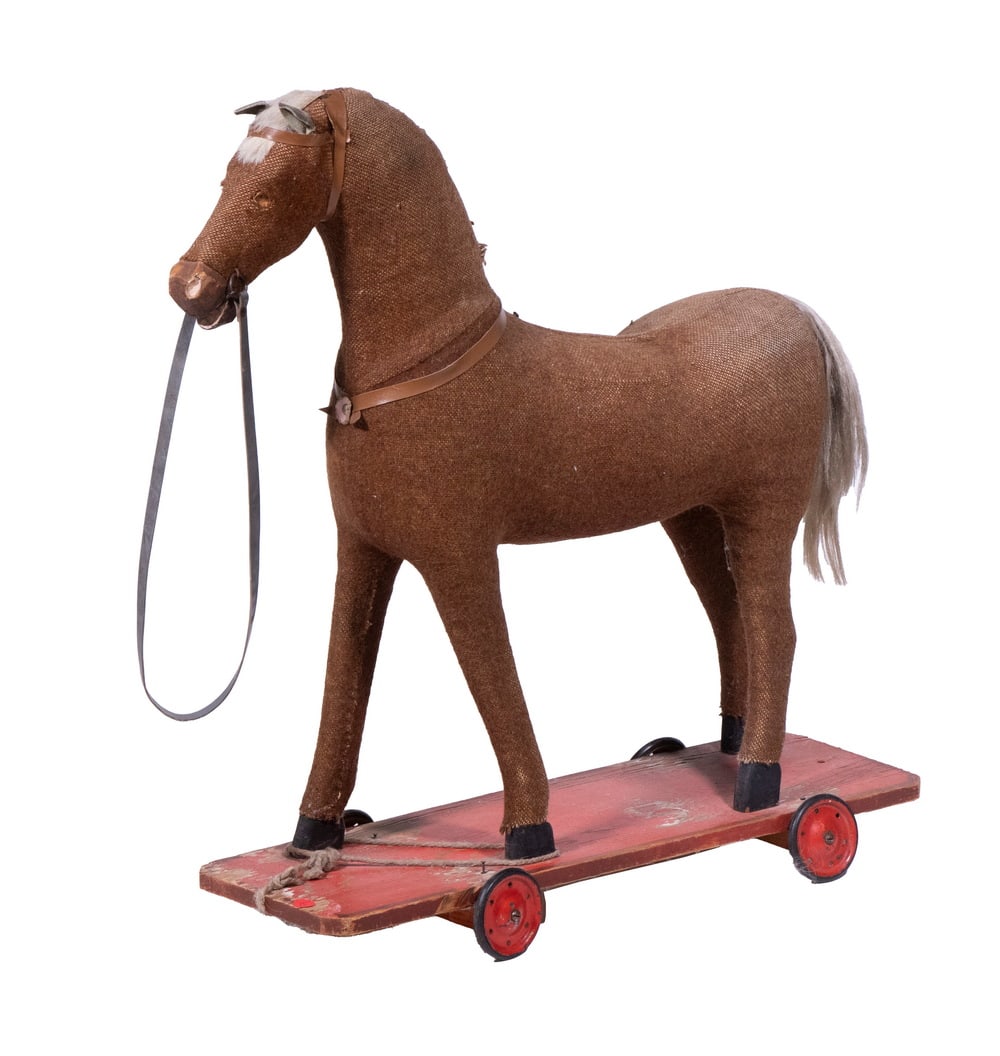 CLOTH COVERED HORSE RIDE-ON PULL TOY (1 of 2)