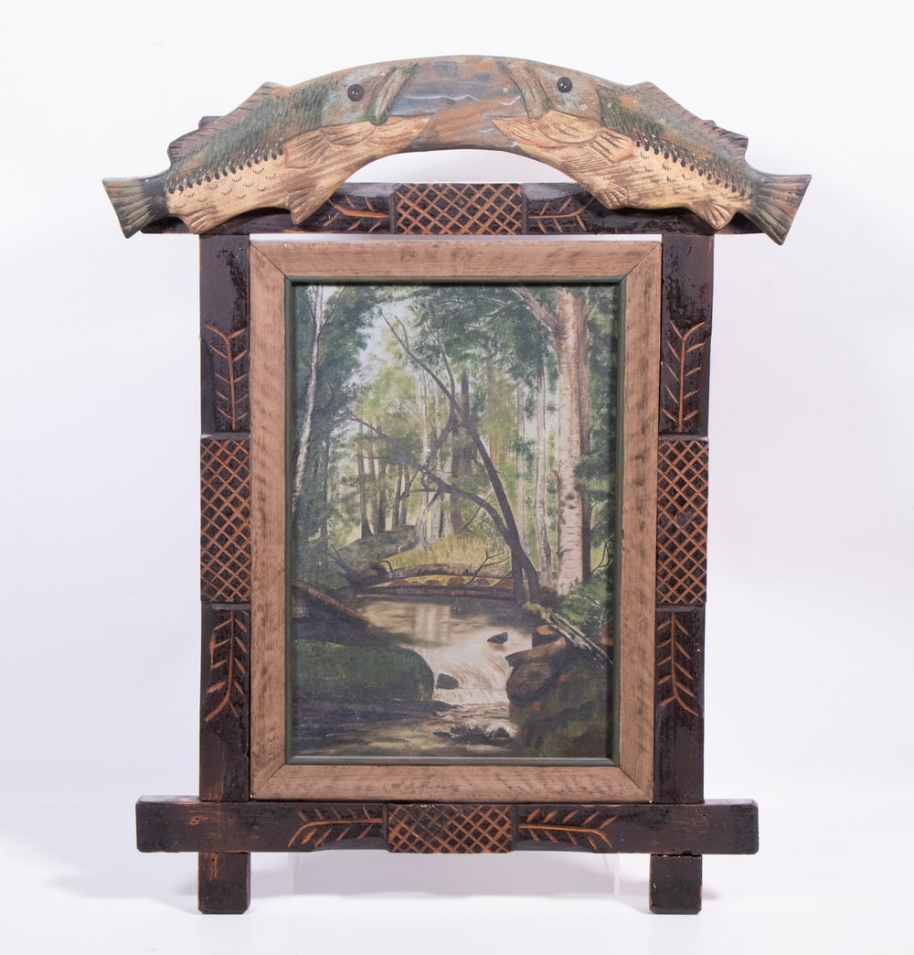 FOLK ART PAINTING OF FISHERMAN'S REVERIE, CIRCA 1890 (1 of 3)