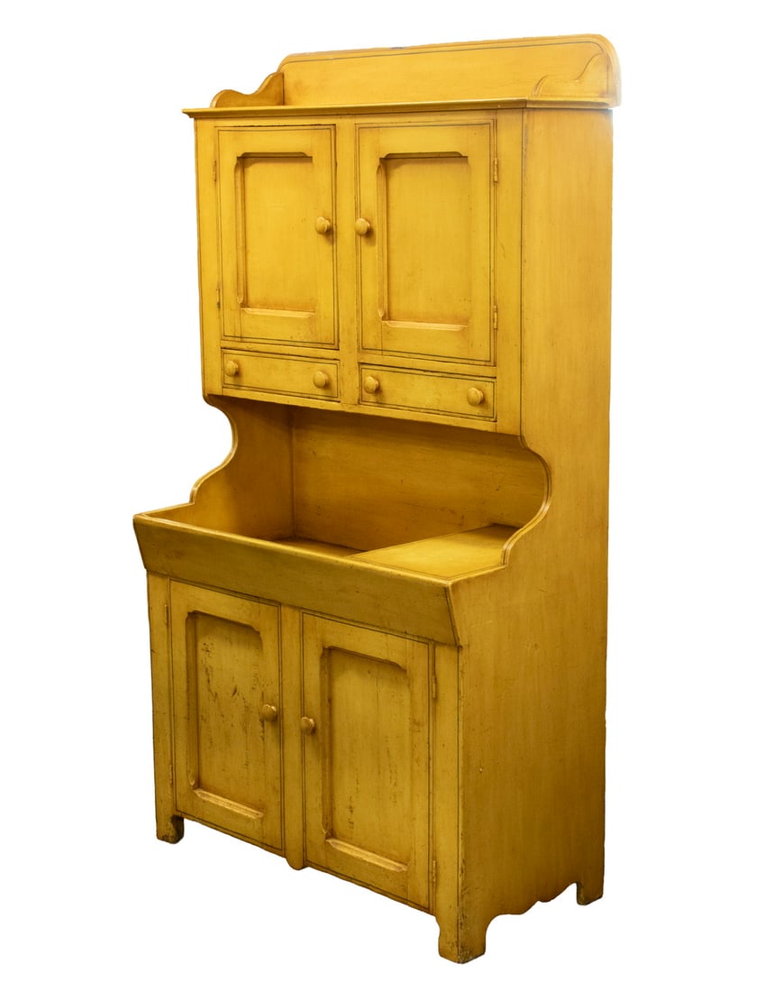 19TH C. MAINE PAINTED COUNTRY CUPBOARD (1 of 4)