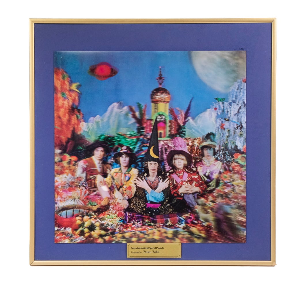 THE ROLLING STONES 3D ALBUM COVER "THEIR SATANIC MAJESTIES REQUEST": A lenticular photograph (3D image) for The Rolling Stone's 1967 album "Their Satanic Majesties Request" by British Photographer Michael Cooper (1941-1973). This particular image is an award by the Dec