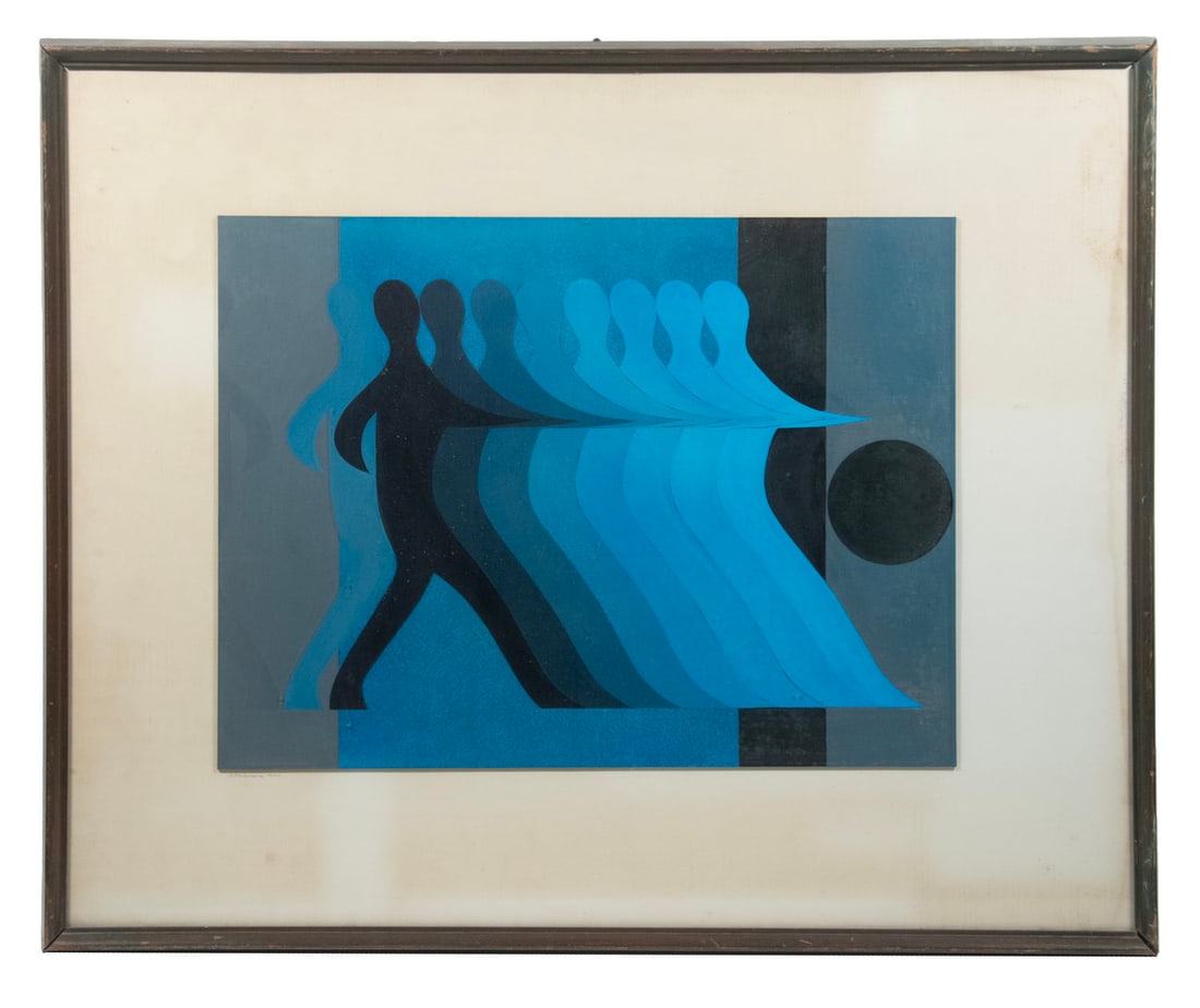 DOMENICA PALAMARA (20TH C. ITALY): Fencing Club Logo, gouache on board, signed and dated 1967, in black stick frame, matted under glass.From the private collection of Sally Jessy Raphael OS: 24 x 29 in. (61 x 73.7 cm.) SS: 14 1/2 x 19