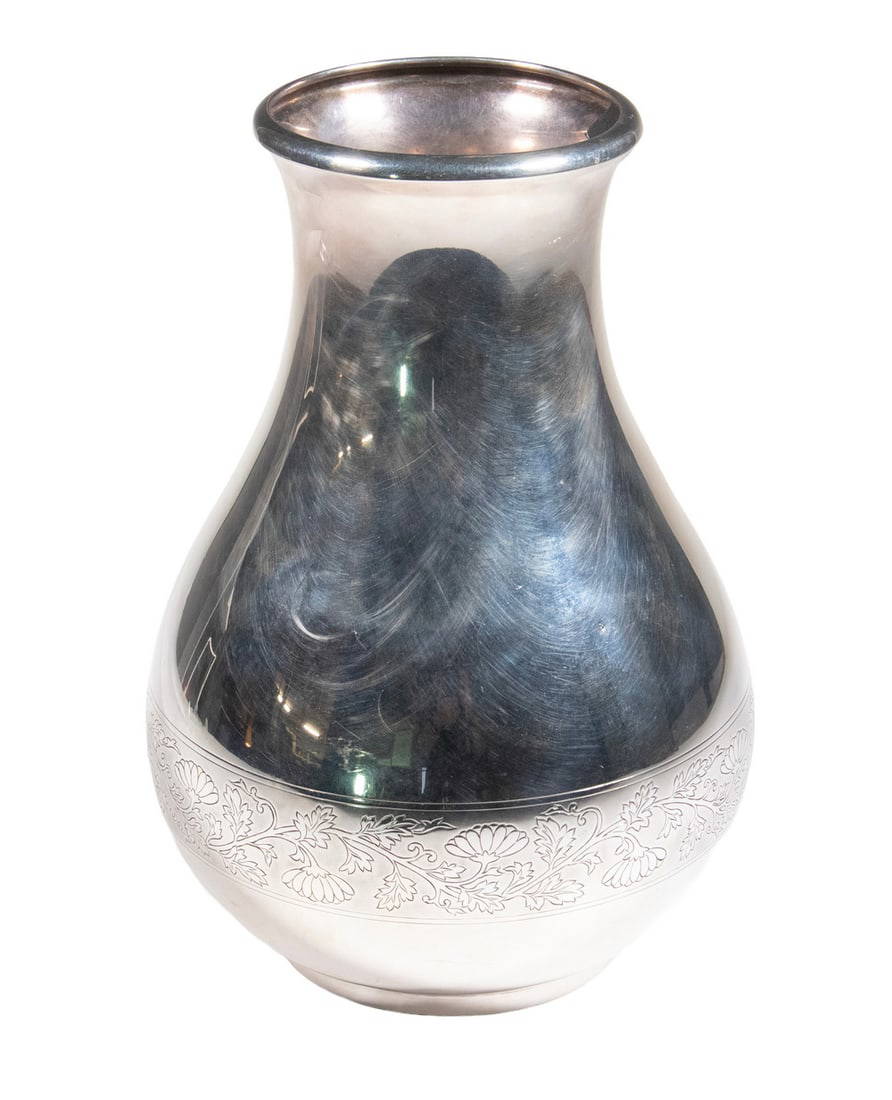 JAPANESE SILVER VASE BY MIYAMOTO KINSEI, MEIJI PERIOD