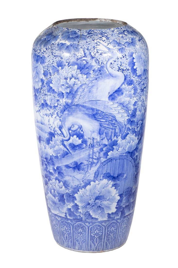 JAPANESE BLUE & WHITE PORCELAIN FLOOR VASE